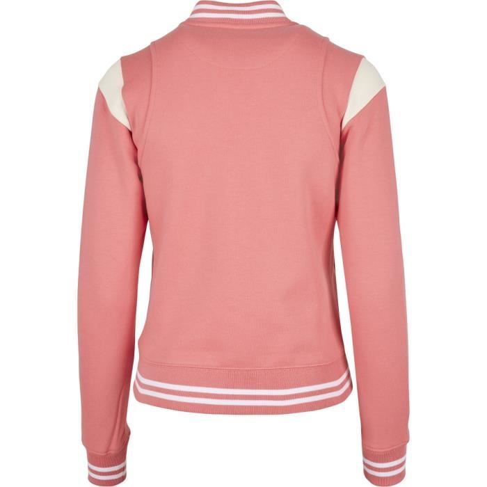 Veste Femme Urban Classics Inset College - Rose/blanc - M