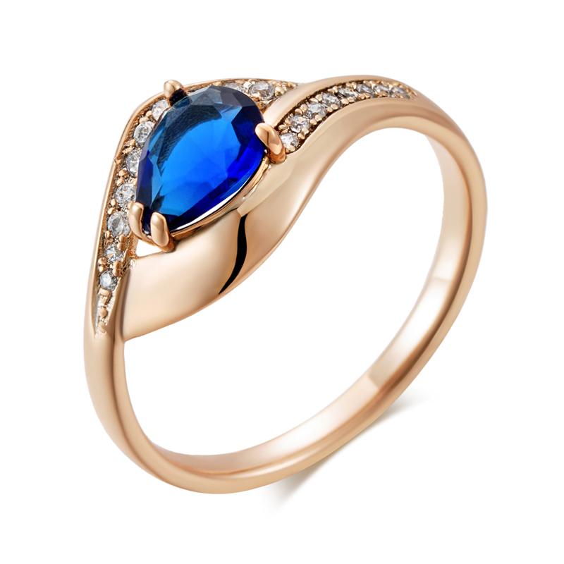 Wbmqda Luxury Geometric Blue Natural Zircon Ring For Women 585 Rose Gold Color Retro Ethnic Wedding Party Jewelry Accessories
