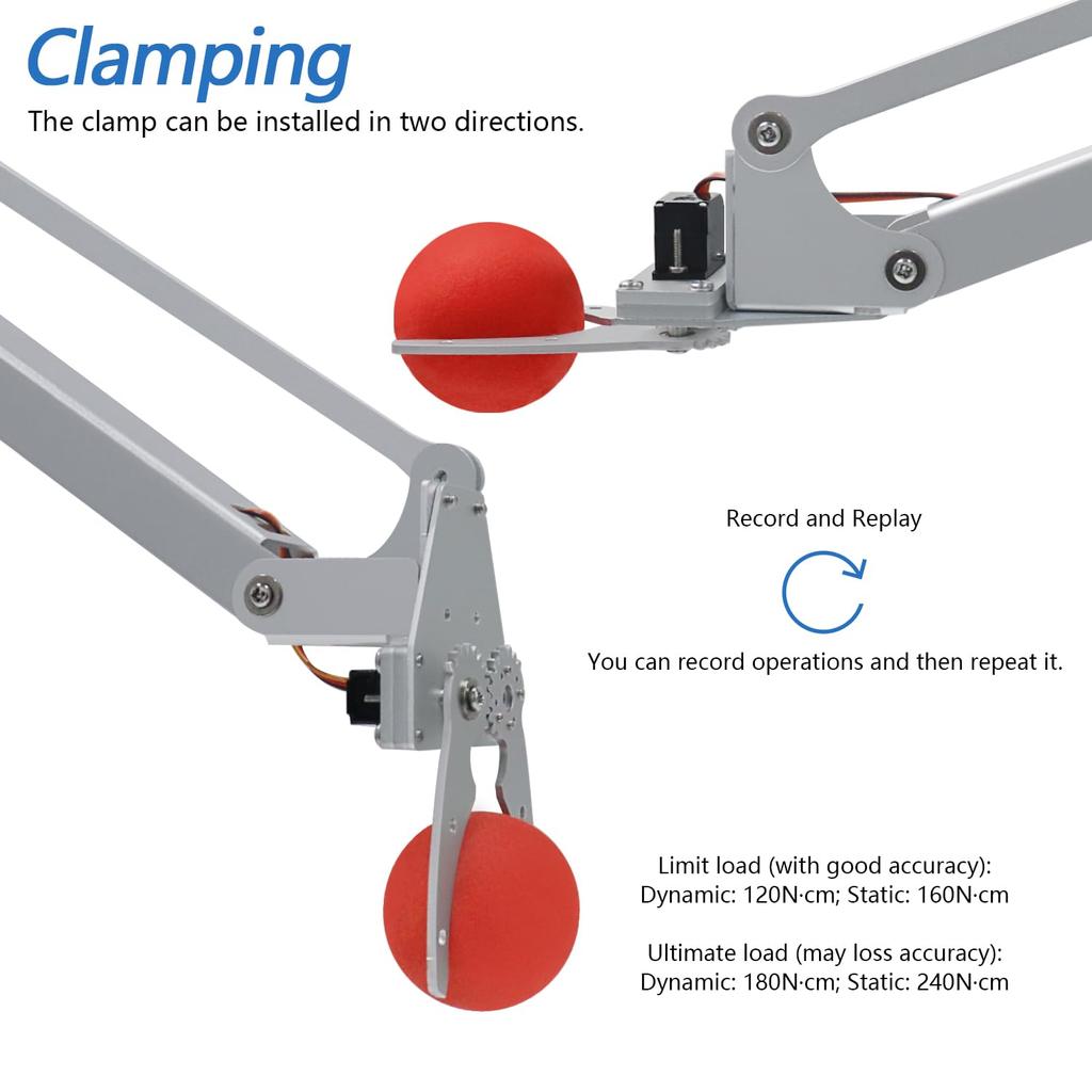 Freenove Robot Arm Kit for Raspberry Pi Stepper Metal Clamp Drawing Record App Control Pi Not 5/4B/3B+/3B/3A+, Motor, Construction, Mode, Mode, &