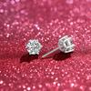 D Color Six-Prong Moissanite Sterling Silver Women's Earrings Plated with White Gold, One Carat