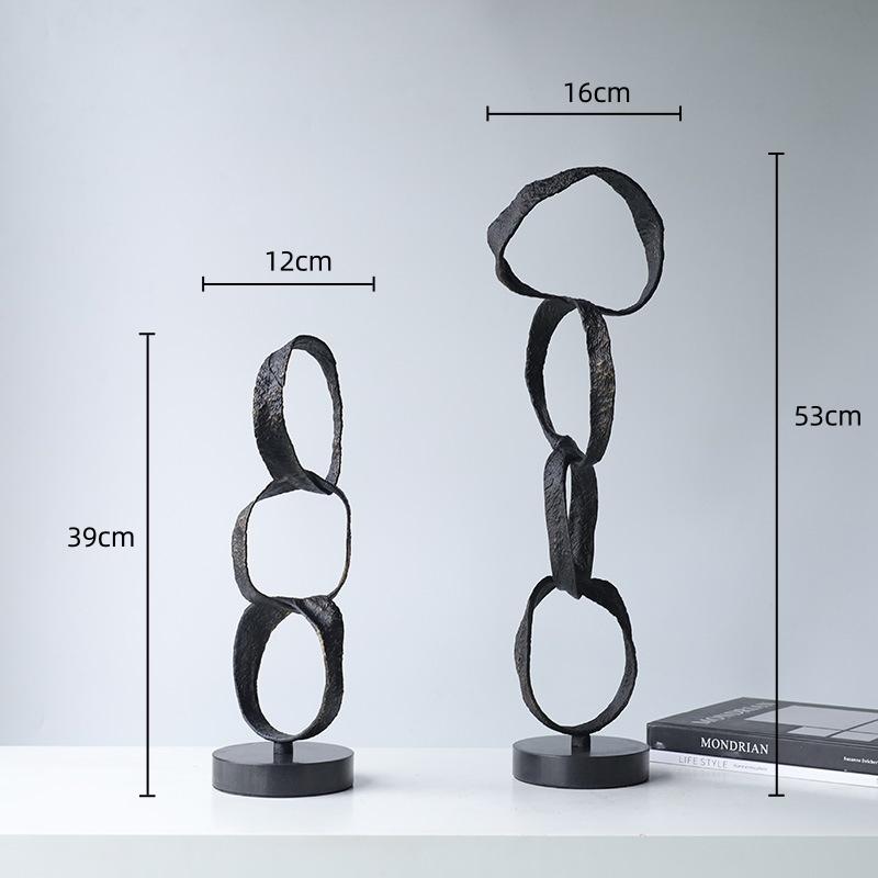 Abstract Metal Geometric Circle Ornament Silver Hoop Irregular Sculpture Decorative Figurines Home Decoration Accessories