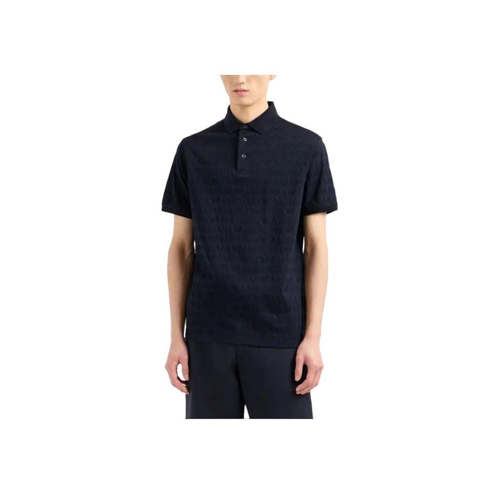 Emporio Armani Polo Shirt With All Over Print Men Tops Navy-Blue 3D1FM8-1JORZ-0920