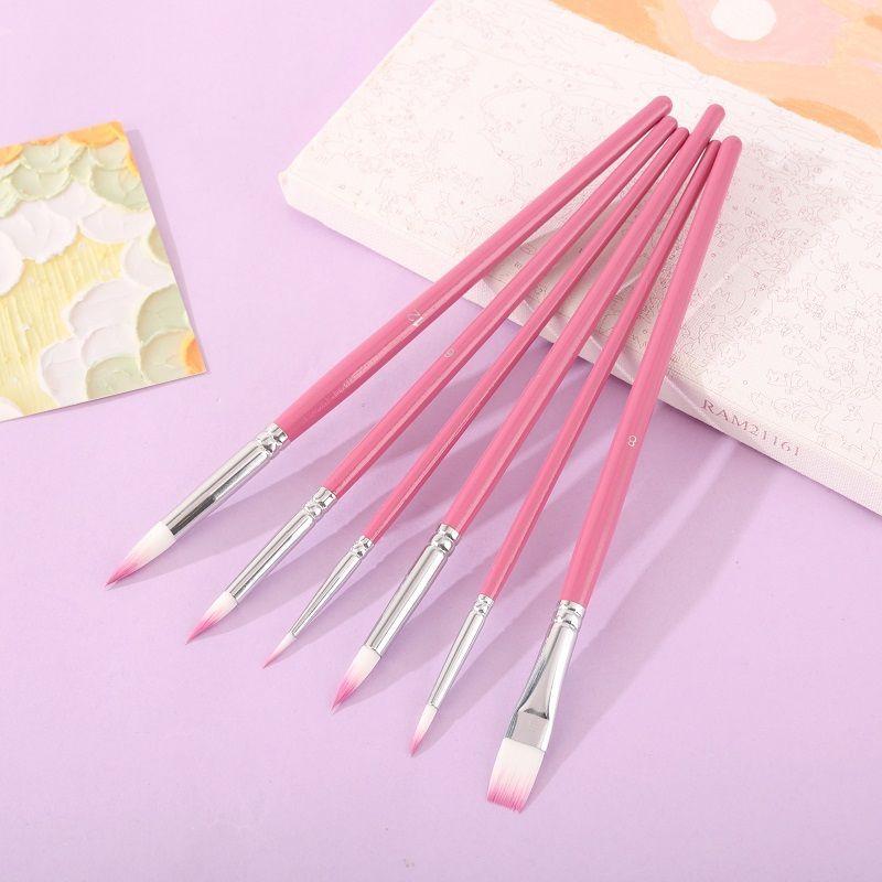 6 Pcs Nylon Hair Watercolor Acrylic Painting Brush Set Gouache Digital Oil Paint Brush Art Drawing Tracing Pen Art Supplies