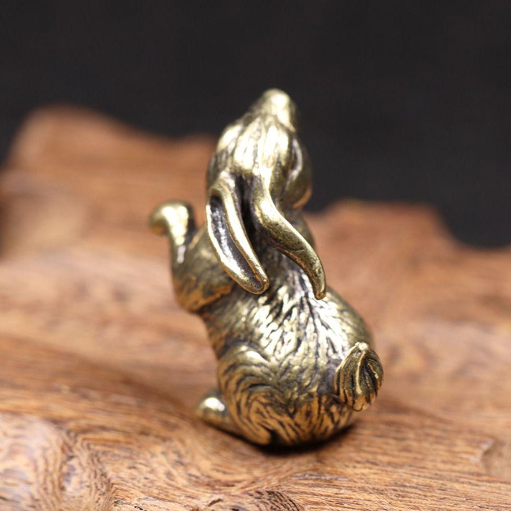 Unique Rabbit Zodiac Rabbit Figurines Vintage Mini Rabbit Ornament Solid Copper Desk