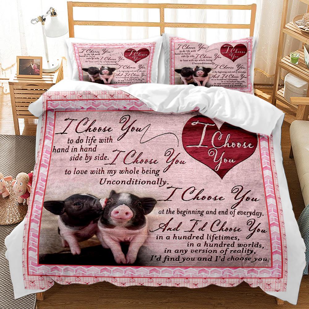 3D Digitally Printed Postcard Envelope Animal Model Three-Piece Set Abrasive Quilt Cover Bedding Kit