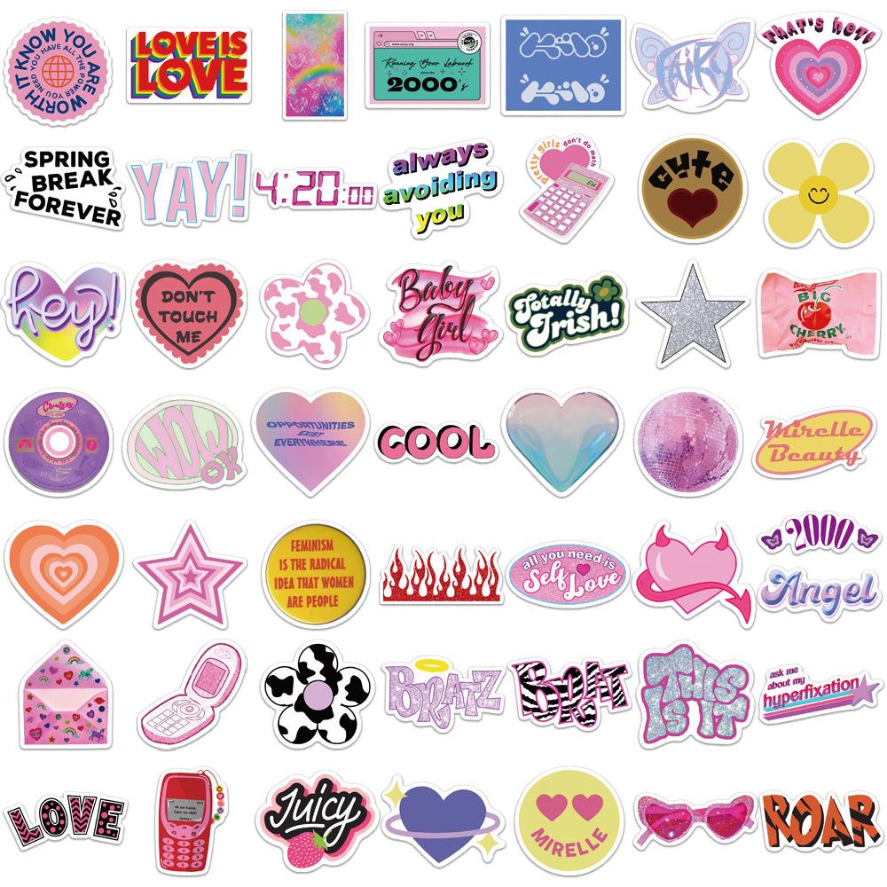 50 Internet Celebrity Trendy Cute Girl Style Graffiti Stickers Decorate Suitcase Pen Guitar Notebook Waterproof Explosive