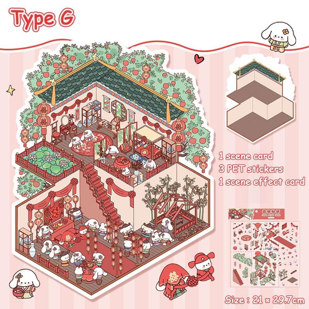 Naklejki Krajobrazowe 3D Naklejki do Układania Wizualnego DIY Nowa Scena Miniaturowa Naklejki 3D