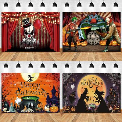 Zirkus Halloween Hintergrund Hängetuch Vollmond Nacht Hexenschädel Karneval Party Dekoration Hintergrund Fotostudio
