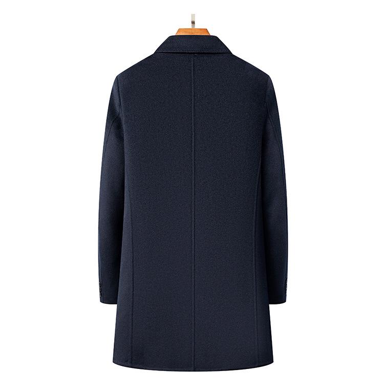 New Men's Lapel Wool Coat with Detachable Duck Down Liner - Business Casual, Autumn & Winter