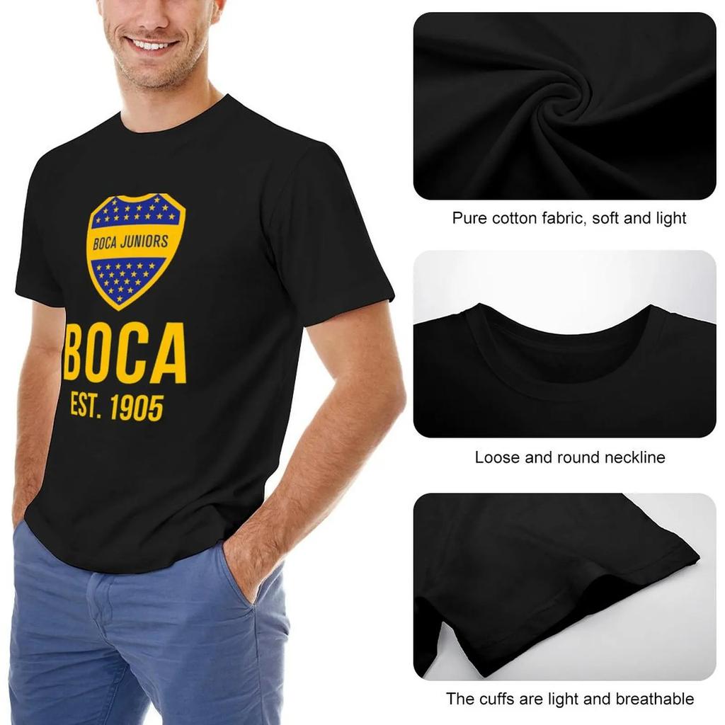 Boca Juniors T-Shirt Summer Top Vintage T Shirts Baggy Shirts Blue Archive Mens Vintage T Shirts