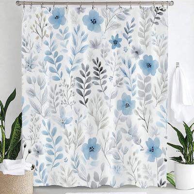 Watercolor Flowers Printed Shower Curtain Bathroom Curtain,Hanging Curtain With 12 Hooks Decoration Machine Washable