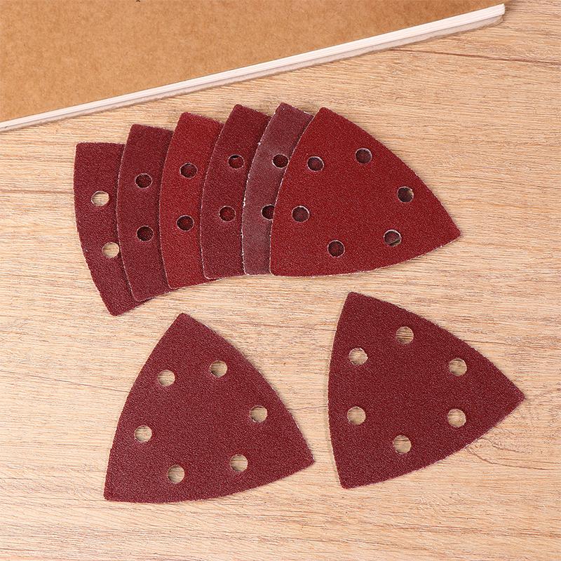 40Pcs Triangular Sanding Pads 6 Holes Detail Sander Sandpaper Grits 80+120+180+240 Perfect For Delta/Multi-Grip Sanders
