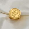 Anniyo Napoleon III Empereur Coin Ring Gold Plated Metal Ring for Women Men,French African Arab Turkey Wedding Jewelry #097106