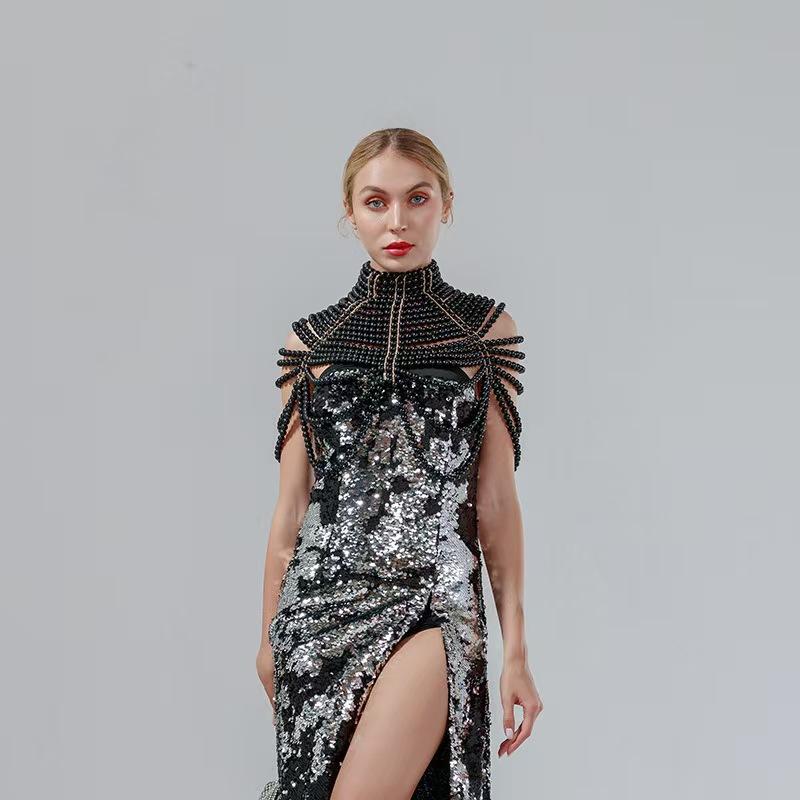 Schwere Industrie Perlen Körperkette Mode Mehrschichtige Perlen Schulterkette Brautkleid Zubehör
