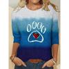Fashionable Versatile Leisure 3D Long Sleeved T-shirt Women Loose Large Round Neck Casual Top Cartoon Letter Portrait Printed T-shirt
