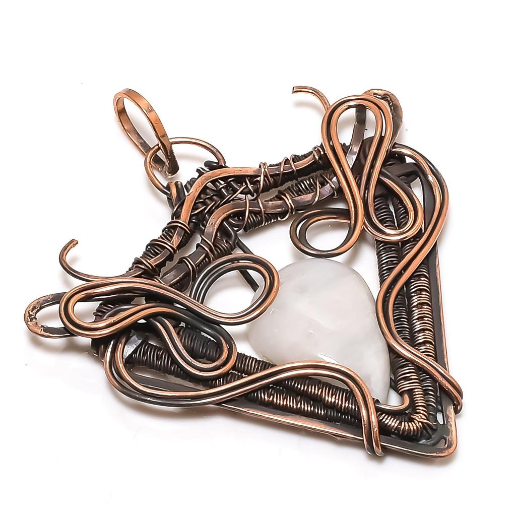 Rainbow Moonstone Pendant Gemstone Jewelry, 999 Copper Wire Wrapped Pendant, Handmade Beautiful Jewelry Pendant
