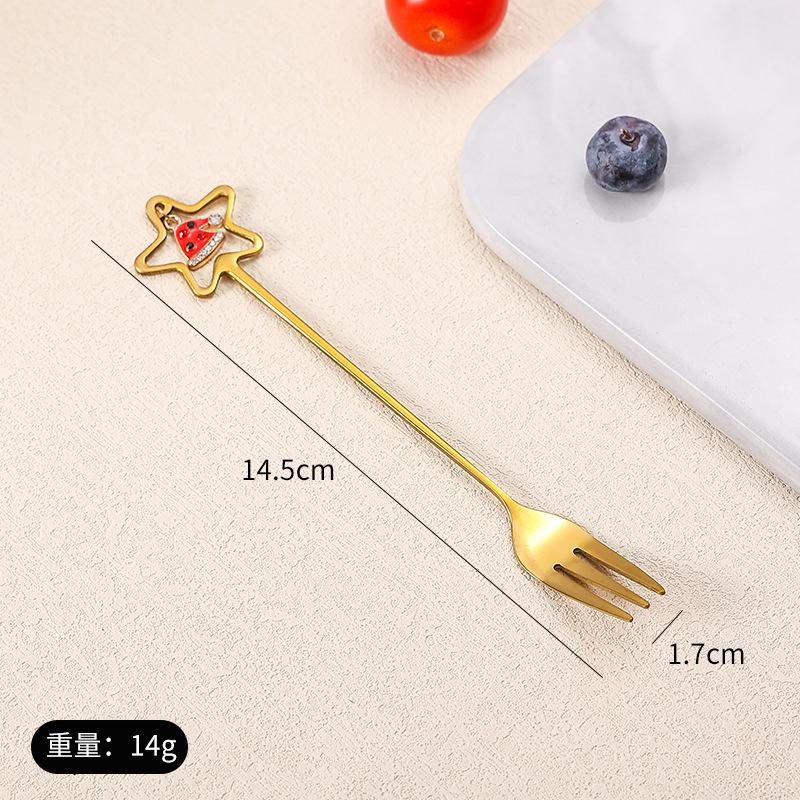 Stainless Steel Spoon Fork Cutlery Set Cute Christmas Pendant Dessert Spoon Coffee Stirrer Spoon Hand Accessory Cuchara Pequeña