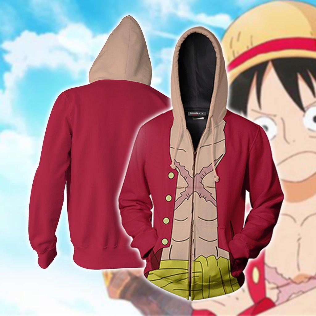 2021 One Piece Anime 3D Print Zipper Hoodie for Men