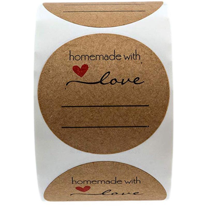 Kraft Paper Stickers, 500 Sheets/Roll: Self-Adhesive Labels for DIY Handwritten Marking, Handmade Baking, and Takeaway Sealing