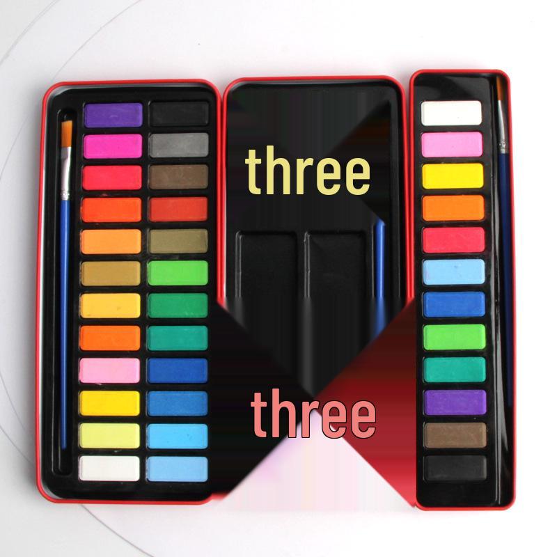 Solid Watercolor Paint Set: 12, 18, or 24 Colors Hand-Painted Gouache Pan Pigments