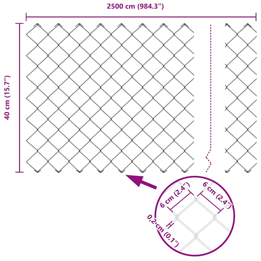 Welded Wire Fence with Concrete Foundation 25 x 0.4 m (W x H)
