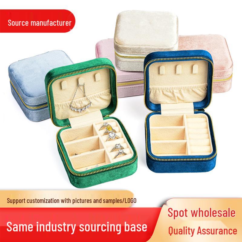 Velvet Travel Jewelry Box for Ear Studs, Necklaces, and Rings