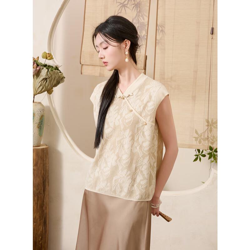 

Топ жаккардовой вязки в стиле Саньцай, в новом китайском стиле, с застежками панькоу XL 170/92A