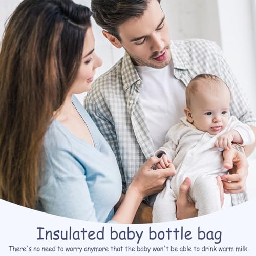 WUYJI Thermal Insulated Bottle Bag, 1 Pack Double Layer Portable Baby Bottle Carrier for Water Bottles, Travel Drinks, Keeps Temperature (Blue)