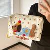 Cute Cartoon Dog Polka Dot Canvas Bag Large-capacity Portable Cosmetic Storage Bags for Travel Makeup Organizer Handbag for Girl