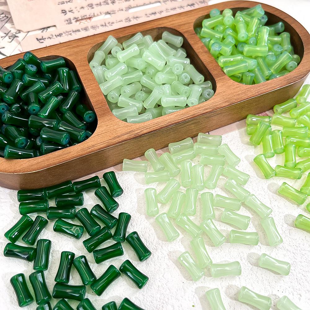 20pcs 60pcs 6x12mm Bamboo Joint Shape Bulk Green White Loose Spacer Beads DIY Jewelry Making Bracelet Necklace Handmade Supplies