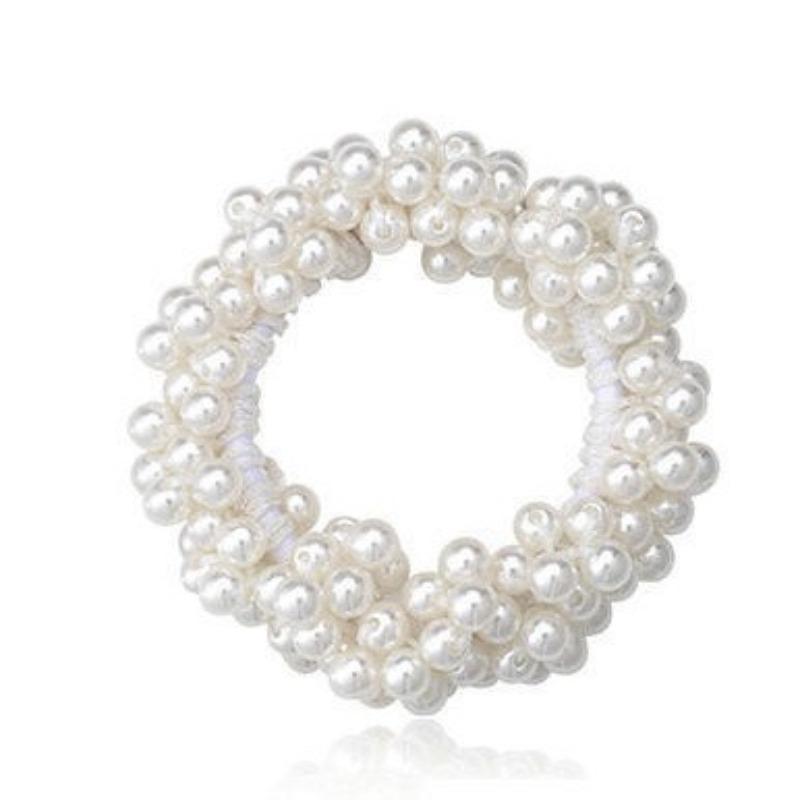 Fashionable Pearl Hair Ties Beautiful Pearl Elastic Hairbands Handmade Headwear Woman Hair Accessories