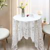White Lace Beaded Tablecloth Premium French Style Small Round Table Decorative Background Cloth Romantic Light Luxury Tablecloth