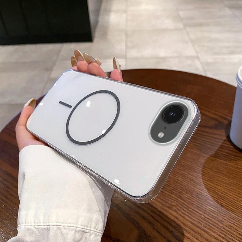 

Applicable To Apple 16E Mobile Phone Case Creative Magnetic Thin Circle Large Hole IPhone 15pro/13 High-transparency PC Protection Case iPhone 7/8/SE2 [Fine Hole]