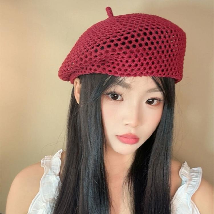 Breathable Raffia Grass Woven Beret Hat For Women Spring Essential Hollowout Sun Hat For Various Occasion Photoshoots Headpiece