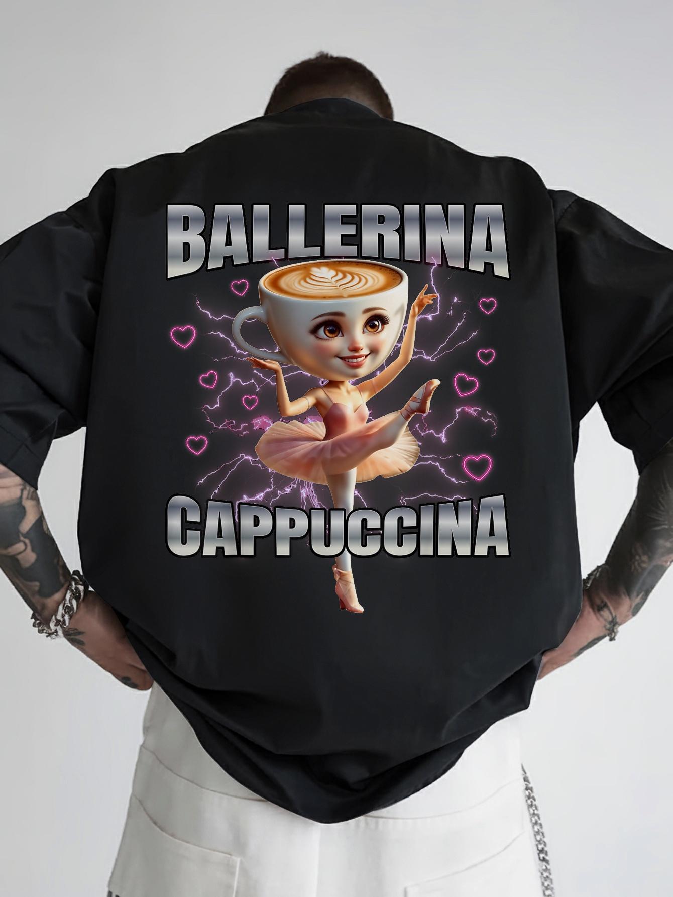 

Funny Ballet Cupcake Back Print T-shirt - Lightweight Breathable Black Tee for Casual Outfits L