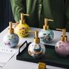 American Painted Flower Ceramic Lotion Bottle Gold Press Soap Dispenser Household Shampoo Water Bottling Bathroom Accessories