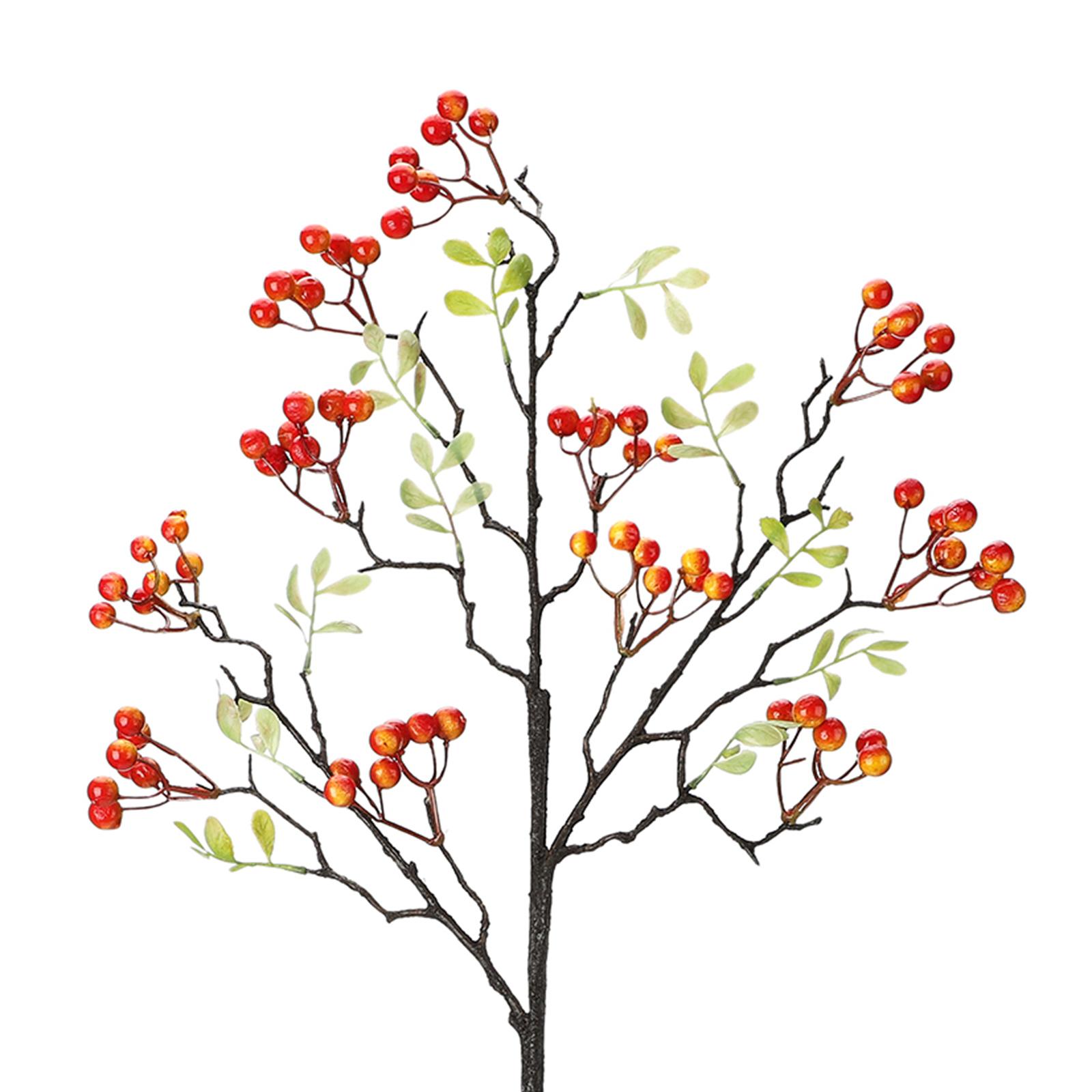 1pcs Artificial Berry Stem Christmas Berries Stalks Foam Berries Plastic Leaves Home Decoration