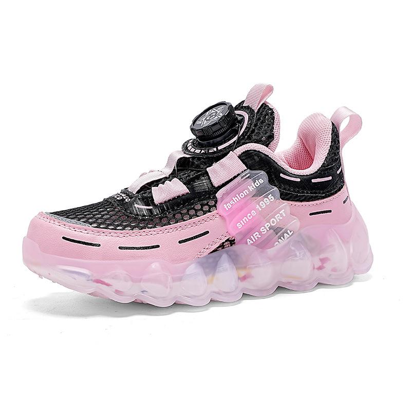 3110 Kindermode Sportschuhe Drehverschluss Laufschuhe Frühling und Sommer Low-Top Mesh Klassenkameraden Jungen und Mädchen Grundschüler ti