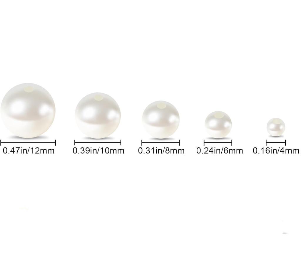 Pearl Beads BetterJonny 170 Pieces Craft Round Pearls with Holes White Hand Pearl Parts Boxed Craft Materials Handmade Materials (12mm Double Holes)…