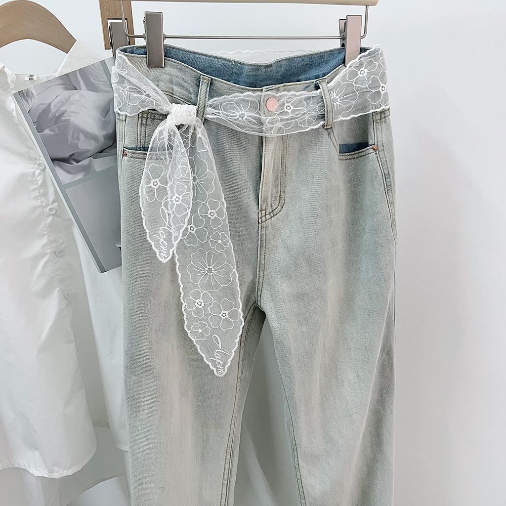 Long Lace, Small Silk Scarf, Belt, Women'S Multi-Functional Hair Tie, Headband, Thin Spring And Summer Foreign Style With Shirt Ribbon.