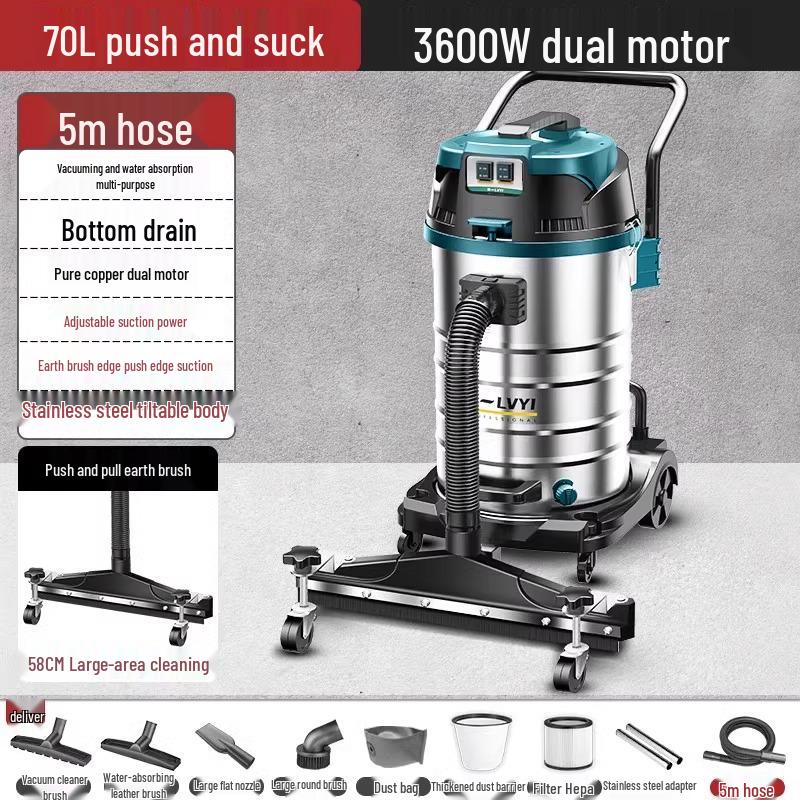 High-Power Industrial Vacuum Cleaner - Large Suction for Home, Auto, Carpet, and Seam Cleaning