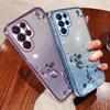 Applicable To Samsung S25Ultra Mobile Phone Case S24 + Electroplating Gradual Change Glitter Rhinestone A16 Immortal Flower A73 Protective Case