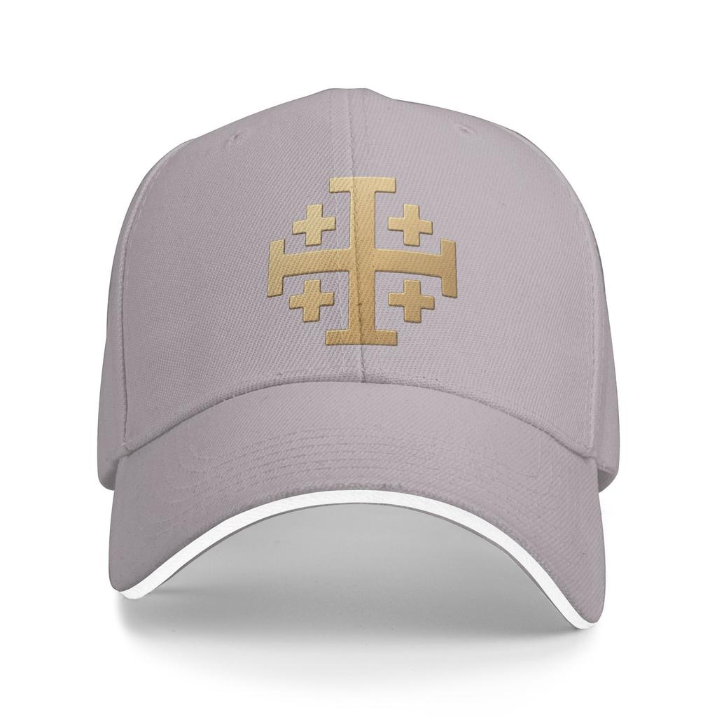 Knight Jerusalem Cross Christian Sandwich Baseball Cap Casual Washed Templar Jesus Snapback Cap Unisex Gift Adjustable Adult Hat