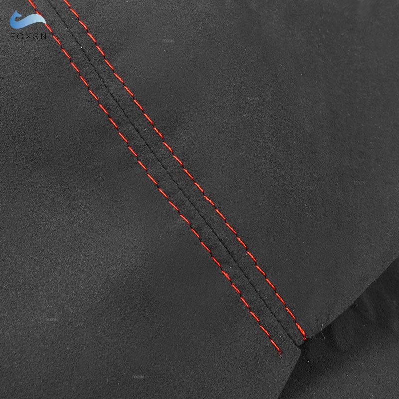 For VW Golf 4 MK4 Bora Jetta 1998 1999 2000 - 2005 LHD 2pcs Interior Front Door Armrest Panel Cover Trim Suede Leather Red Line