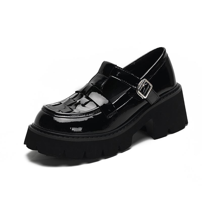 Autumn new college style thick heel high heel thick sole round head retro Mary Jane single shoes women's, large size women's shoes -4