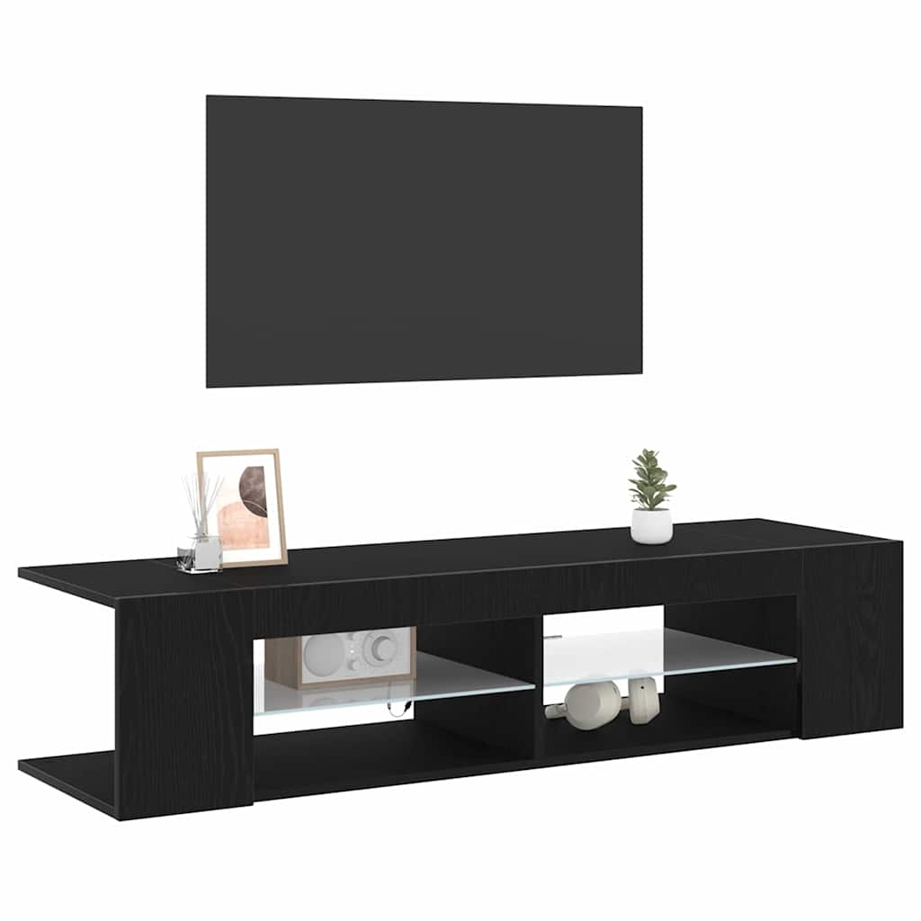 TV Cabinet in Black Oak Look 135 x 39 x 30 cm Engineered Wood