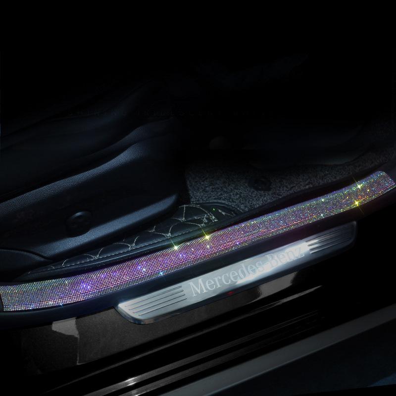 1pc Threshold Protection Strip for Door Entrance, Shiny Car Door Protector, Scratch-Resistant Crystal Car Pedal Decorative Accessory