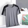 (L-5XL)Summer Ice Silk Quick Dry Sport T-shirt Camping Hiking Fishing Short-Sleeved Shirt Man Casual Loose Round Neck Gym Fitness Tops