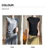 Off-Shoulder Merino Wool Slim-Fit Knitted T-Shirt for Women – Short-Sleeve & Versatile Top