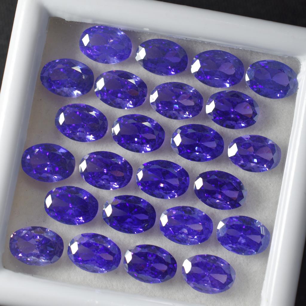 Natural Purple Tanzanite Loose Gemstone Oval Cut 12 pcs 7x5 mm Lot for Jewelry Making and Crafts